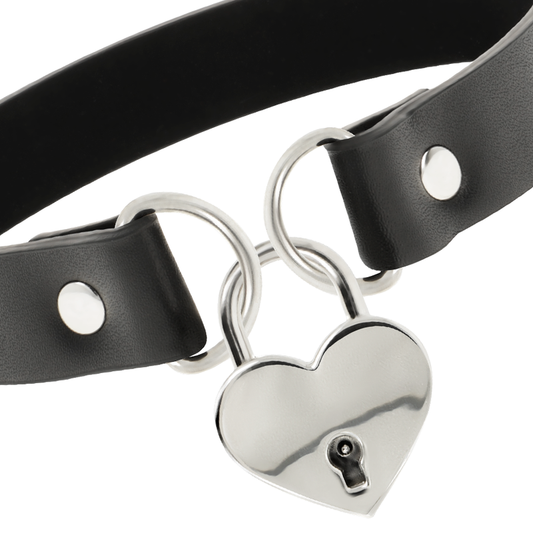 COQUETTE CHIC DESIRE - COLLAR DE CUERO VEGANO CON ACCESORIO DE LLAVE DE CORAZÓN
