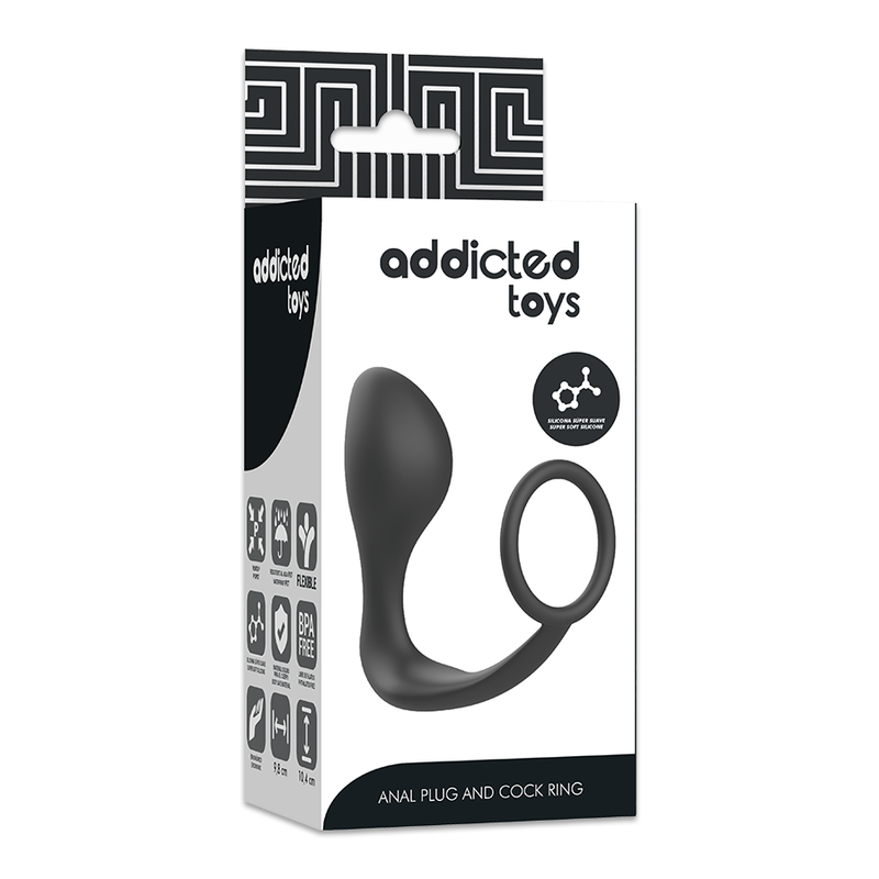 ADDICTED TOYS - BLACK SILICONE RING ANAL PLUG