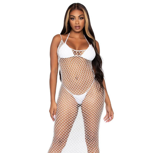 LEG AVENUE - TWIST NET FABRIC MAXI DRESS ONE SIZE