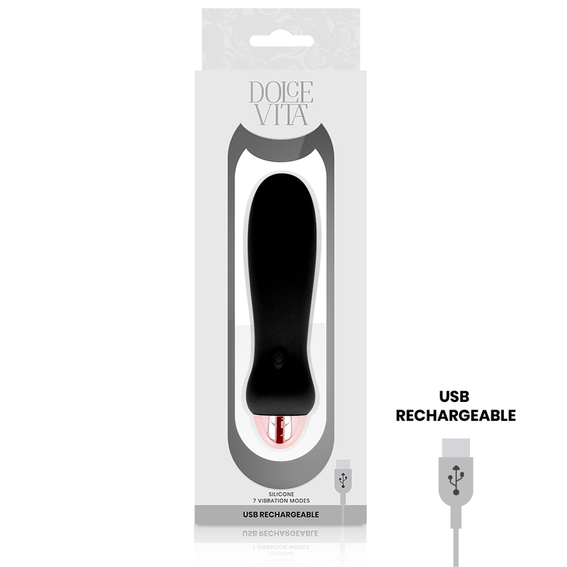 DOLCE VITA - BLACK CINCO RECHARGEABLE VIBRATOR 7 SPEEDS