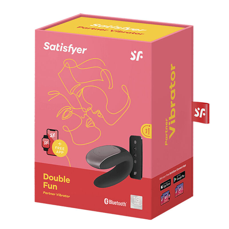 SATISFYER - VIBRADOR DOBLE FUN PARA PAREJAS NEGRO