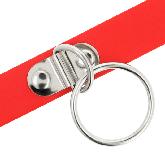 COQUETTE CHIC DESIRE - RED VEGAN LEATHER NECKLACE FETISH ACCESSORY FOR WOMEN