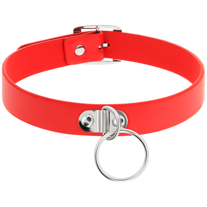COQUETTE CHIC DESIRE - RED VEGAN LEATHER NECKLACE FETISH ACCESSORY FOR WOMEN