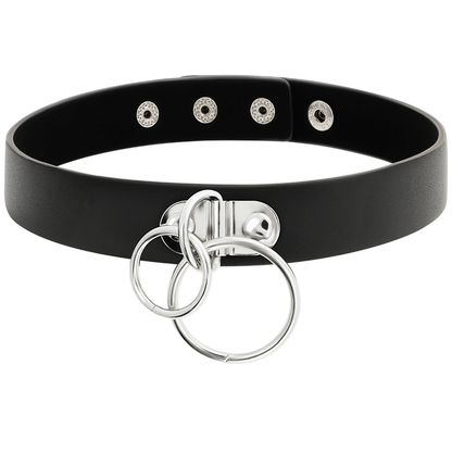 COQUETTE CHIC DESIRE - GARGANTILLA DE CUERO VEGANO CON DOBLE ANILLA