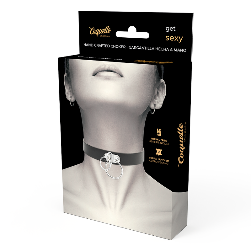 COQUETTE CHIC DESIRE - GARGANTILLA DE CUERO VEGANO CON DOBLE ANILLA