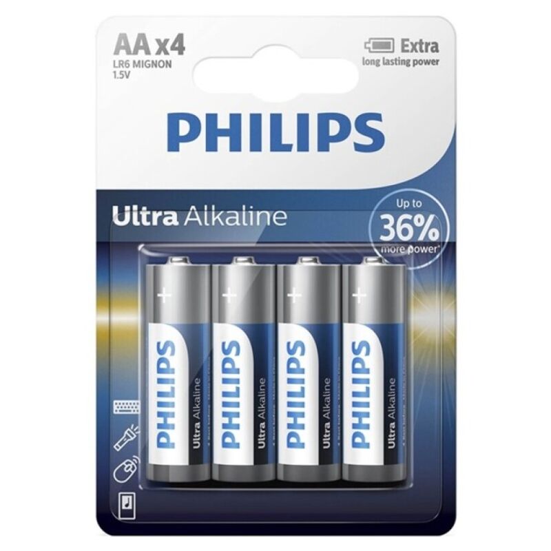 PHILIPS - PILAS ULTRA ALCALINAS AA LR6 4 UNIDADES