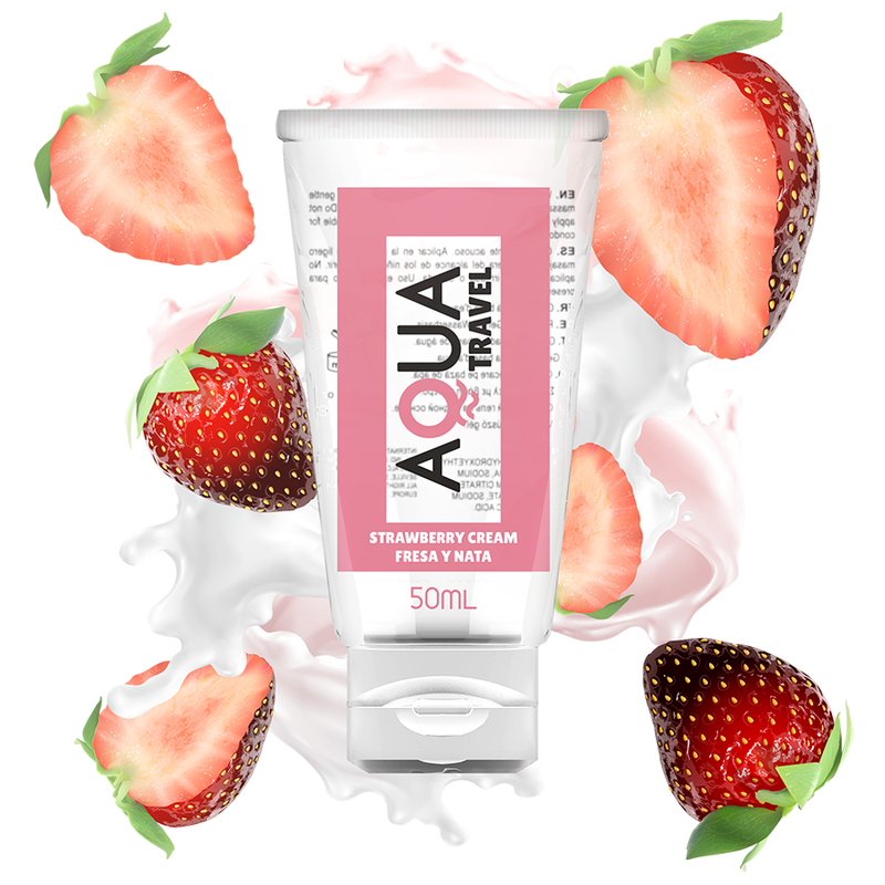 AQUA TRAVEL - LUBRICANTE A BASE DE AGUA CREMA DE FRESA - 50 ML
