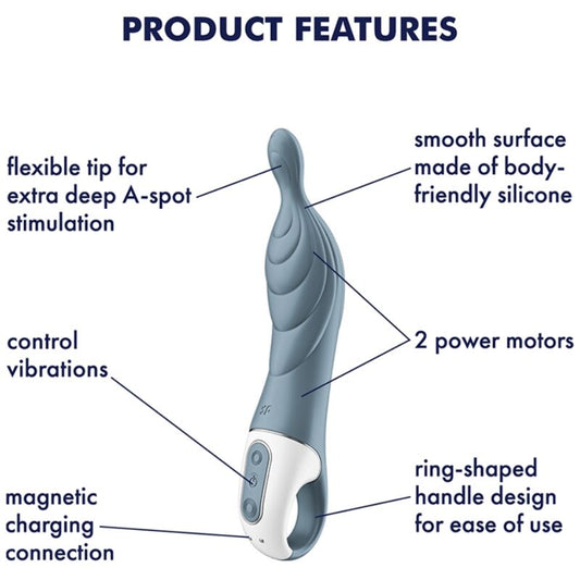 SATISFYER - INCREÍBLE VIBRADOR DE 2 PUNTOS GRIS