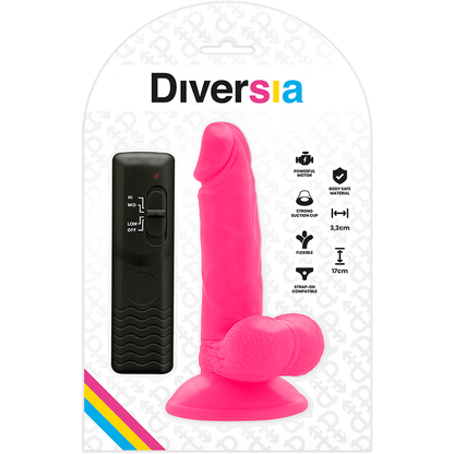 DIVERSIA - VIBRADOR FLEXIBLE ROSA 17 CM -O- 3.3 CM