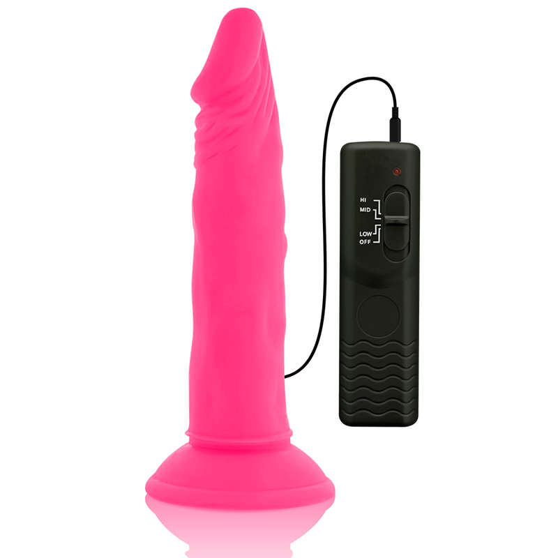 DIVERSIA - FLEXIBLE DILDO WITH VIBRATING PINK 23 CM -O- 4.3 CM