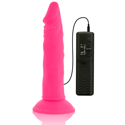 DIVERSIA - FLEXIBLE DILDO WITH VIBRATING PINK 23 CM -O- 4.3 CM