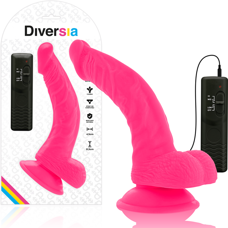 DIVERSIA - VIBRADOR FLEXIBLE DIVERSIA ROSA 21.5 CM -O- 4.5 CM