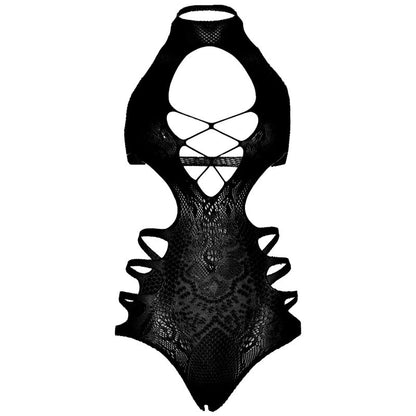 LEG AVENUE - STRAPPY CUT BODYSUIT ONE SIZE - BLACK