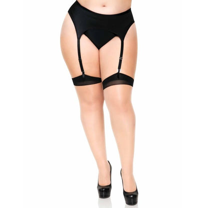 LEG AVENUE - PLUS LYCRA TRANSPARENTE DE BICOLOR AL MUSLO CON COSTURA TRASERA Y TACÓN CUBANO