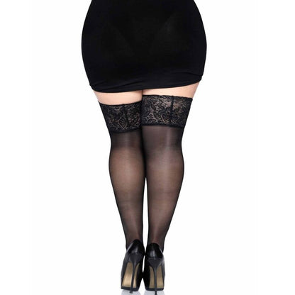 Leg Avenue - Meias Pretas Com Renda Larga Tamanho Único