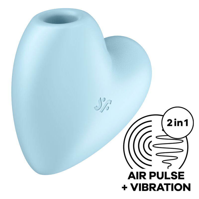 SATISFYER - CUTIE HEART PULSE STIMULATOR AND AIR VIBRATOR BLUE