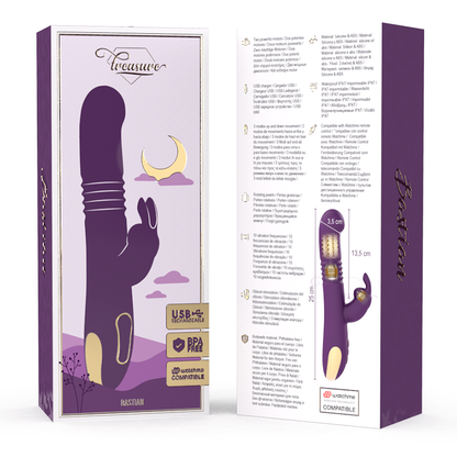 TESORO - BASTIAN CONEJO ARRIBA Y ABAJO, ROTADOR Y VIBRADOR COMPATIBLE CON LA TECNOLOGÍA INALÁMBRICA WATCHME