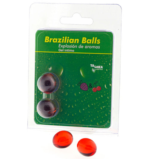 TALOKA - 2 BRAZILIAN STRAWBERRY AND CHERRY INTIMATE GEL BALLS