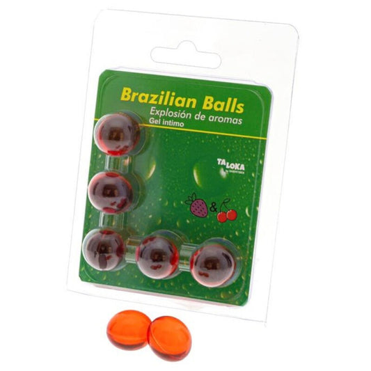 TALOKA - 5 BRAZILIAN STRAWBERRY AND CHERRY INTIMATE GEL BALLS