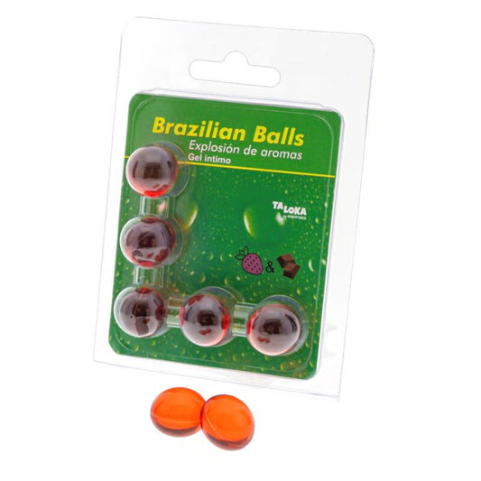 TALOKA - 5 BRAZILIAN STRAWBERRY AND CHOCOLATE INTIMATE GEL BALLS