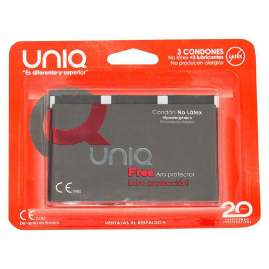 UNIQ - LATEX-FREE CONDOMS WITH PROTECTIVE RING 3 UNITS