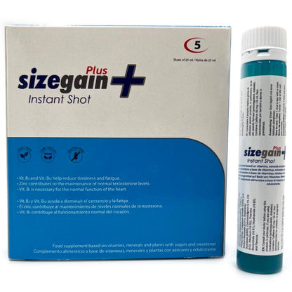 500 COSMETICS - SIZEGAIN PLUS INSTANT SHOT MALE ENERGIZER 5 UNITS (EXPIRATION DATE COMING SOON)