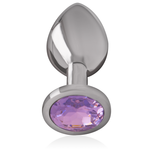 INTENSE - ALUMINUM METAL BUTT PLUG WITH VIOLET CRYSTAL SIZE S