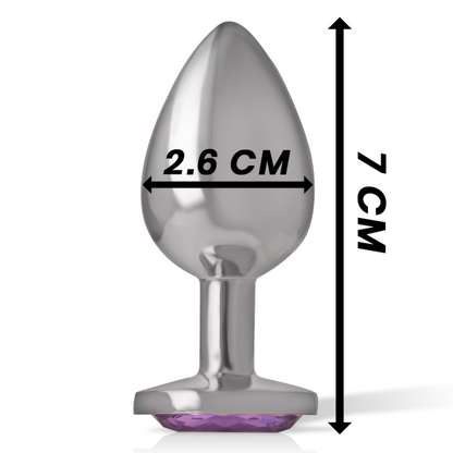 INTENSE - ALUMINUM METAL BUTT PLUG WITH VIOLET CRYSTAL SIZE S