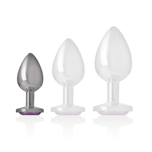 INTENSE - ALUMINUM METAL BUTT PLUG WITH VIOLET CRYSTAL SIZE S
