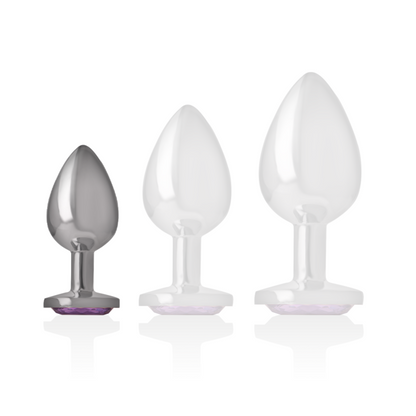 INTENSE - ALUMINUM METAL BUTT PLUG WITH VIOLET CRYSTAL SIZE S