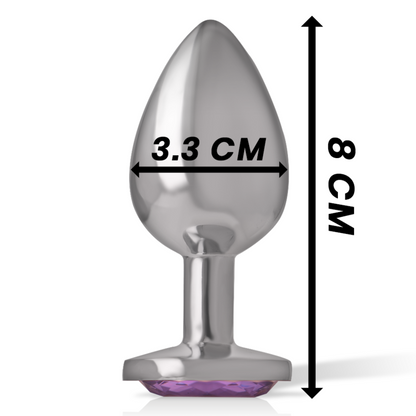 INTENSE - ALUMINUM METAL BUTT PLUG WITH VIOLET CRYSTAL SIZE M