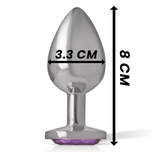 INTENSE - ALUMINUM METAL BUTT PLUG WITH VIOLET CRYSTAL SIZE M