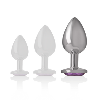 INTENSE - ALUMINUM METAL BUTT PLUG WITH VIOLET CRYSTAL SIZE G