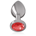 Intense - Plug Anal De Metal De Alumínio Com Cristal Vermelho Tamanho S