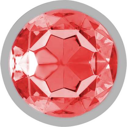 INTENSE - ALUMINUM METAL BUTT PLUG WITH RED CRYSTAL SIZE P