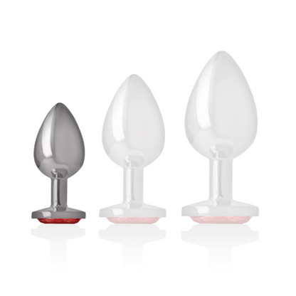 INTENSE - ALUMINUM METAL BUTT PLUG WITH RED CRYSTAL SIZE P