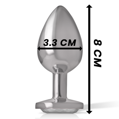 INTENSE - ALUMINUM METAL BUTT PLUG WITH SILVER CRYSTAL SIZE M