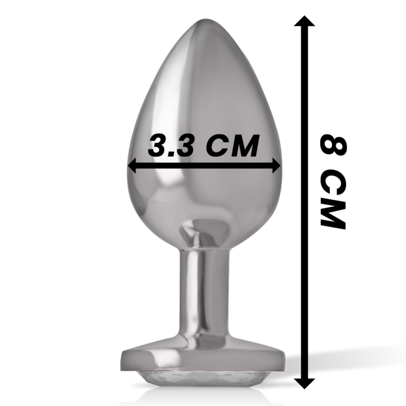 INTENSE - ALUMINUM METAL BUTT PLUG WITH SILVER CRYSTAL SIZE M