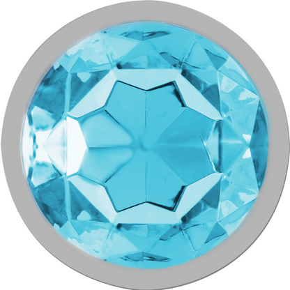 INTENSE - ALUMINUM METAL BUTT PLUG WITH BLUE GLASS SIZE M