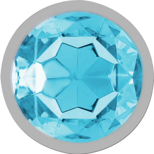 INTENSE - ALUMINUM METAL BUTT PLUG WITH BLUE CRYSTAL SIZE G