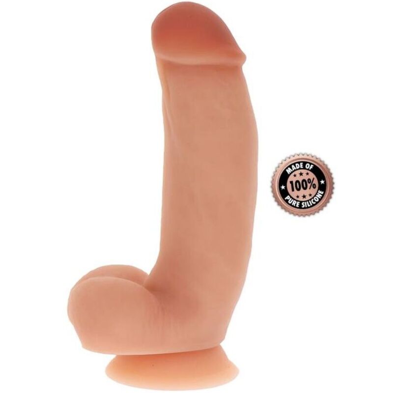 GET REAL - DILDO DE SILICONA DE 18 CM CON BOLAS DE CUERO