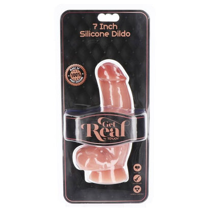 GET REAL - DILDO DE SILICONA DE 18 CM CON BOLAS DE CUERO