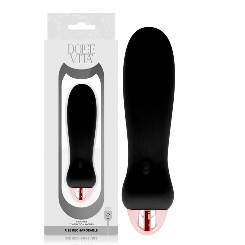 DOLCE VITA - BLACK CINCO RECHARGEABLE VIBRATOR 7 SPEEDS