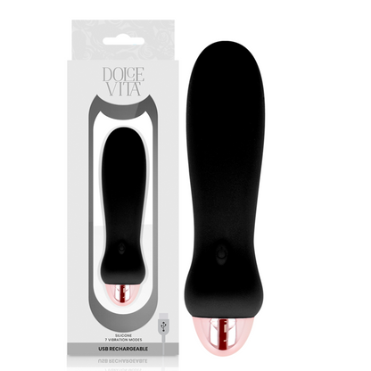 DOLCE VITA - BLACK CINCO RECHARGEABLE VIBRATOR 7 SPEEDS