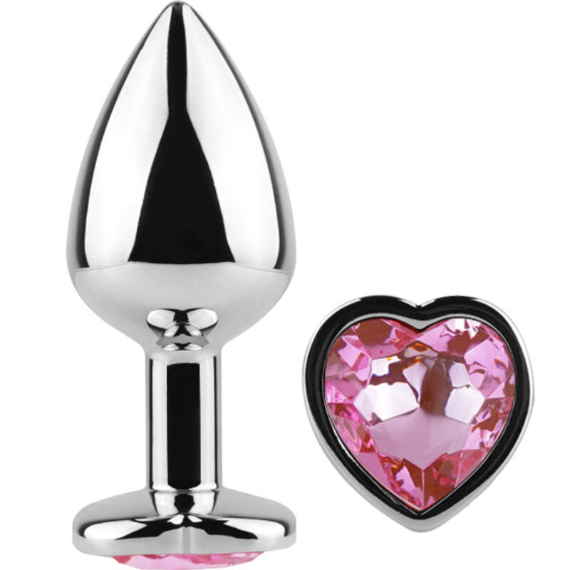 SECRETPLAY - SMALL FUCHSIA HEART METAL ANAL PLUG SIZE 7 CM