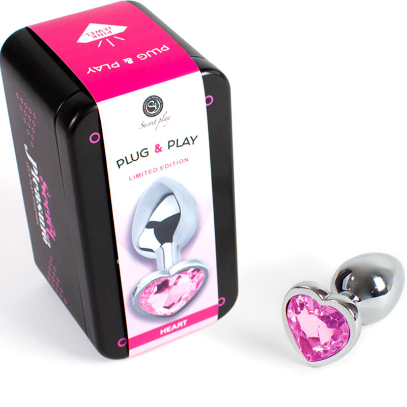 SECRETPLAY - SMALL FUCHSIA HEART METAL ANAL PLUG SIZE 7 CM