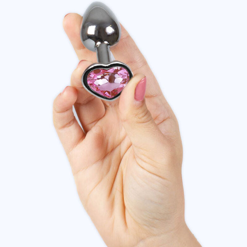 SECRETPLAY - SMALL FUCHSIA HEART METAL ANAL PLUG SIZE 7 CM