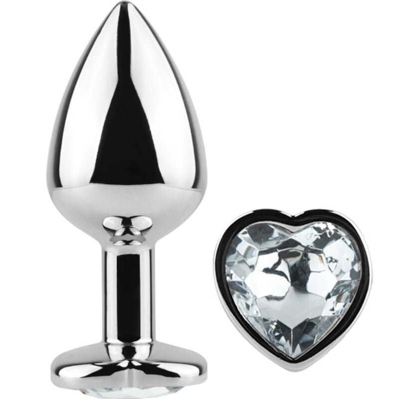 SECRETPLAY - CLEAR CRYSTAL HEART METAL ANAL PLUG SMALL SIZE 7 CM