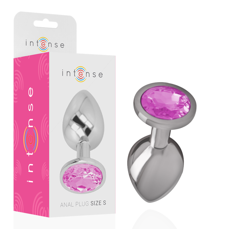 INTENSE - PINK CRYSTAL ALUMINUM METAL BUTT PLUG SIZE S