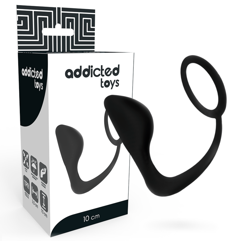 JUGUETES ADICTOS - PLUG ANAL NEGRO CON ANILLO PARA EL PENE